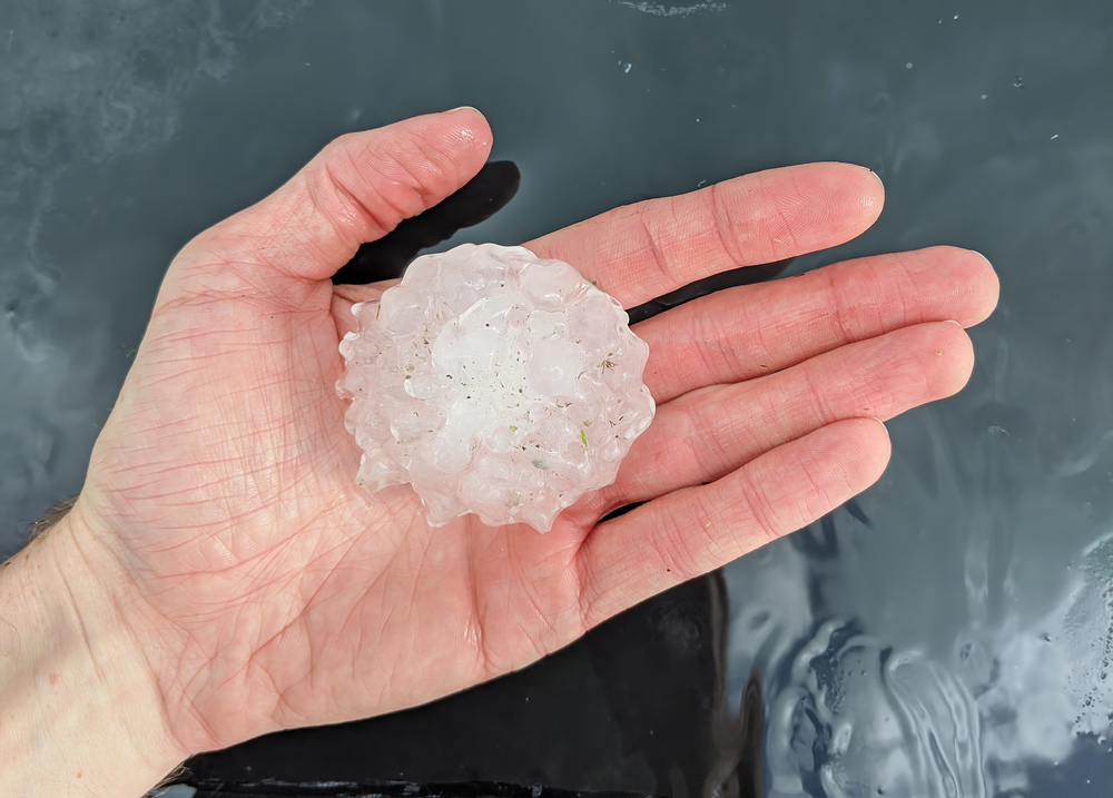 Texas hailstone in hand